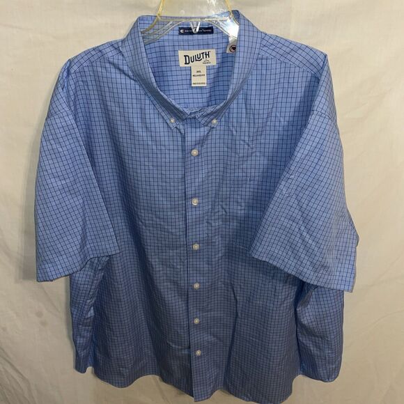 Duluth Men’s Dress Shirt Size 3XL Blue Striped Magnetic Buttons SS Business - Picture 1 of 13